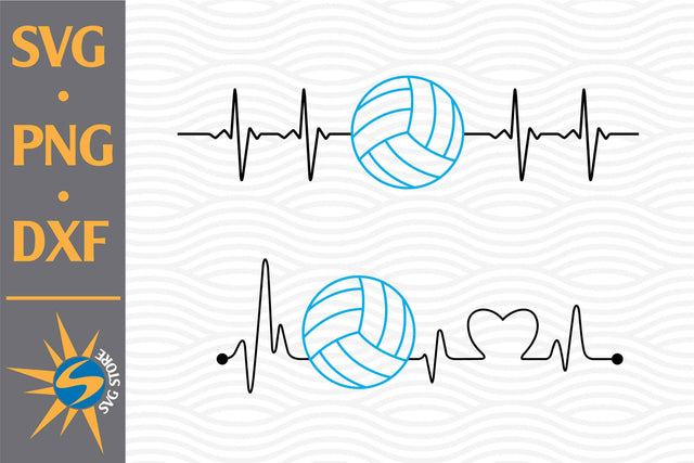 Volleyball Heartbeat SVG, PNG, DXF Digital Files Include SVG SVGStoreShop 