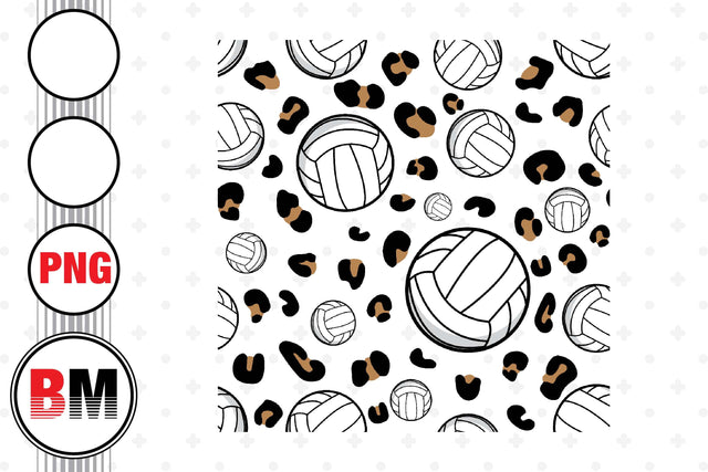 Volleyball Leopard Pattern PNG Files Sublimation BMDesign 