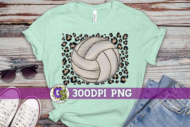 Volleyball Leopard PNG for Sublimation Sublimation Greedy Stitches 