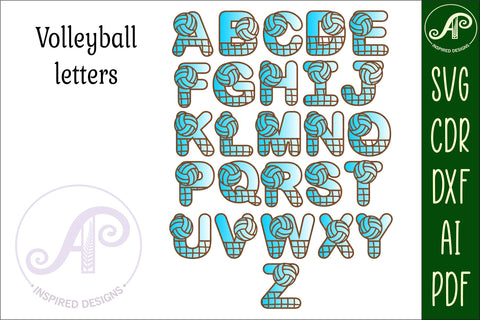 Volleyball letters alphabet set. 114 layered letters. SVG SVG APInspireddesigns 