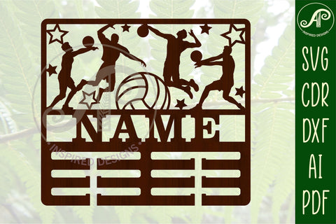 Volleyball male medal holder Name svg laser cut template SVG APInspireddesigns 