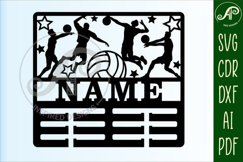 Volleyball male medal holder Name svg laser cut template SVG APInspireddesigns 