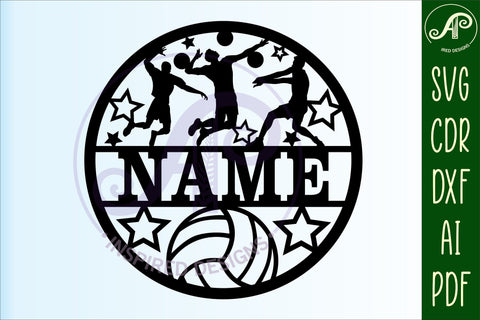 Volleyball male name sign svg laser cut template SVG APInspireddesigns 