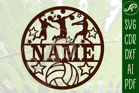 Volleyball male name sign svg laser cut template SVG APInspireddesigns 