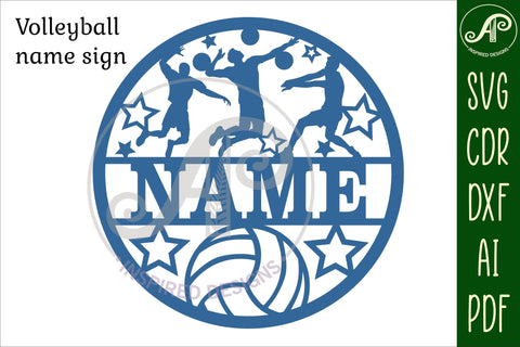 Volleyball male name sign svg laser cut template SVG APInspireddesigns 