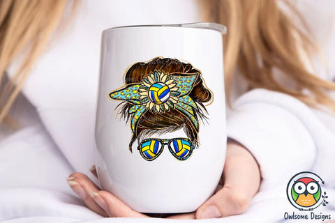 Volleyball Messy Bun Sublimation Sublimation Owlsome.Designs 