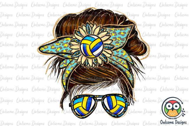 Volleyball Messy Bun Sublimation Sublimation Owlsome.Designs 