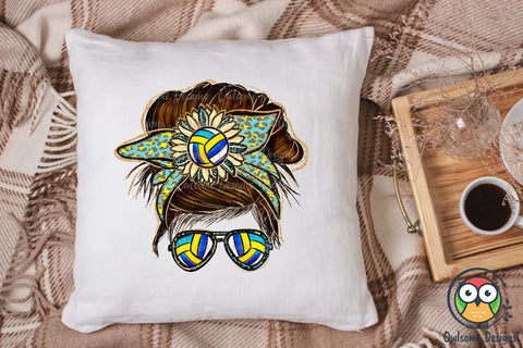 Volleyball Messy Bun Sublimation Sublimation Owlsome.Designs 