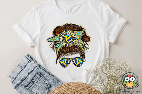 Volleyball Messy Bun Sublimation Sublimation Owlsome.Designs 