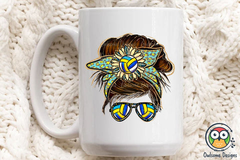 Volleyball Messy Bun Sublimation Sublimation Owlsome.Designs 