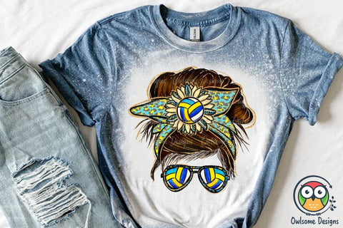 Volleyball Messy Bun Sublimation Sublimation Owlsome.Designs 