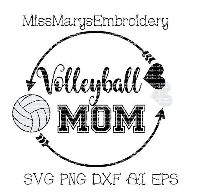Volleyball Mom Monogram Arrow Ring SVG MissMarysEmbroidery 