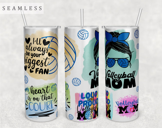 Volleyball Mom Tumbler Wrap, 20 Oz Skinny Tumbler Sublimation Design, Seamless Volleyball Mama Tumbler PNG Sublimation HappyDesignStudio 