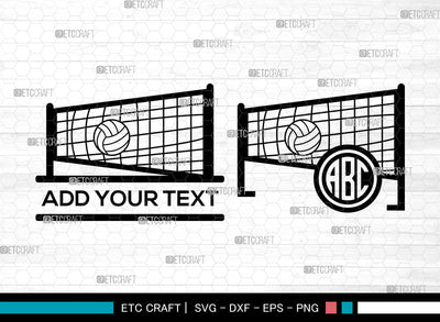Volleyball Monogram SVG, Volleyball SVG, Volleyball Monogram Frame Svg, Volleyball Net Svg, Volleyball Player Svg, Sports Svg, Volleyball SVG ETC Craft 