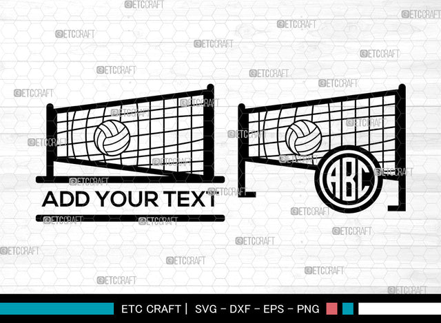 Volleyball Monogram SVG, Volleyball SVG, Volleyball Monogram Frame Svg, Volleyball Net Svg, Volleyball Player Svg, Sports Svg, Volleyball SVG ETC Craft 