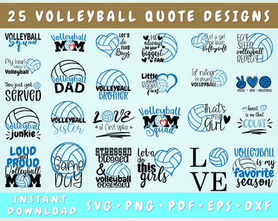 Volleyball Quote SVG Bundle - 25 Designs, Volleyball Sayings SVG, Love Volleyball SVG, Volleyball Mom SVG, Volleyball Cut Files SVG HappyDesignStudio 