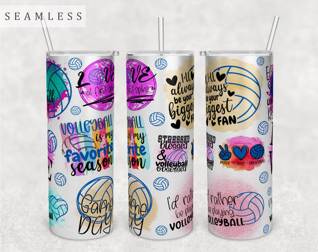 Volleyball Quotes Tumbler Wrap, 20 Oz Skinny Tumbler Volleyball Sayings Sublimation Design, Seamless Tumbler PNG Sublimation HappyDesignStudio 