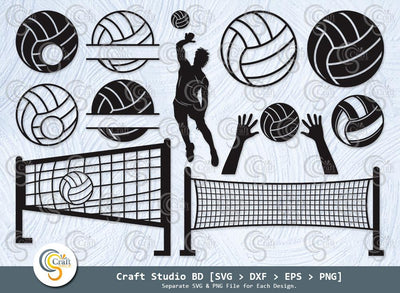 Volleyball Silhouette, Volleyball SVG, Volleyball Monogram Frame Svg, Volleyball Net Svg, Volleyball Player Svg, Sports Svg, Volleyball Bundle SVG ETC Craft 