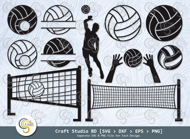 Volleyball Silhouette, Volleyball SVG, Volleyball Monogram Frame Svg, Volleyball Net Svg, Volleyball Player Svg, Sports Svg, Volleyball Bundle SVG ETC Craft 