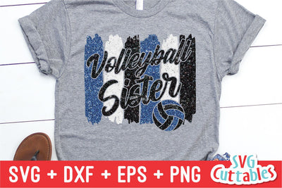 Volleyball Sister svg - Volleyball svg - Volleyball Cut File - svg - eps - dxf - png - Brush Strokes - Silhouette - Cricut - Digital File SVG Svg Cuttables 