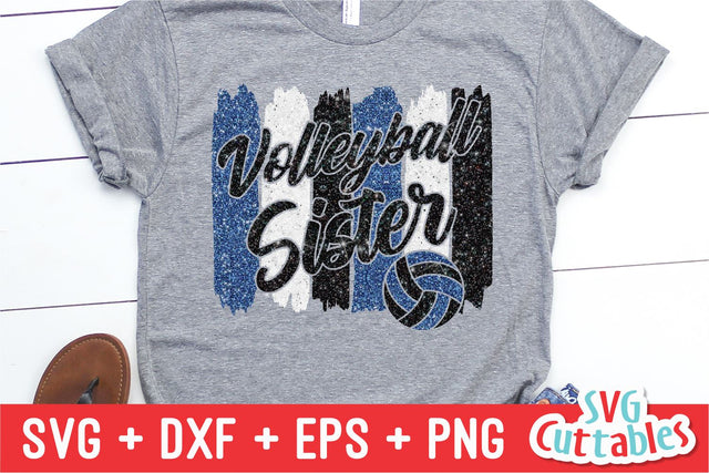 Volleyball Sister svg - Volleyball svg - Volleyball Cut File - svg - eps - dxf - png - Brush Strokes - Silhouette - Cricut - Digital File SVG Svg Cuttables 