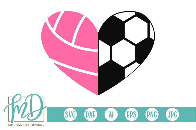 Volleyball Soccer Heart SVG Morgan Day Designs 