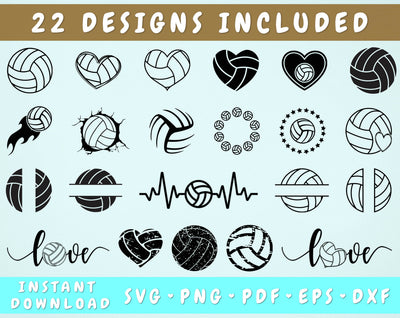 Volleyball SVG Bundle - 22 Designs, Distressed Volleyball SVG, Love Volleyball SVG, Volleyball Monogram SVG SVG HappyDesignStudio 