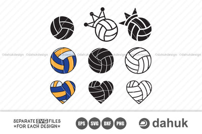 Volleyball Svg Bundle, Volleyball Heart Svg, Svg, Eps, Dxf, Png, digital art,clipart SVG dahukdesign 