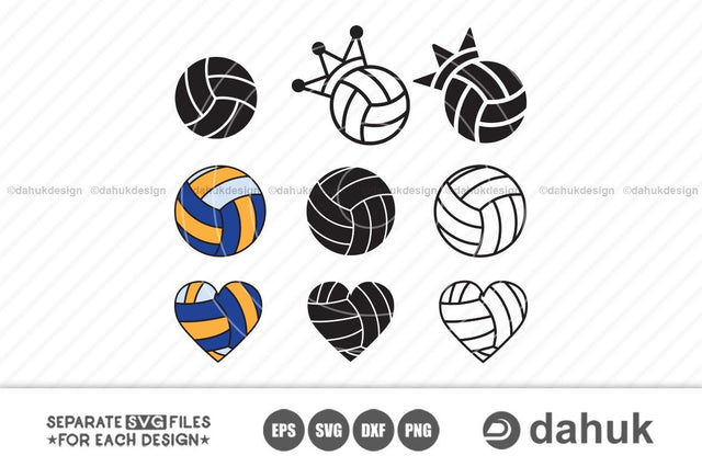 Volleyball Svg Bundle, Volleyball Heart Svg, Svg, Eps, Dxf, Png, digital art,clipart SVG dahukdesign 