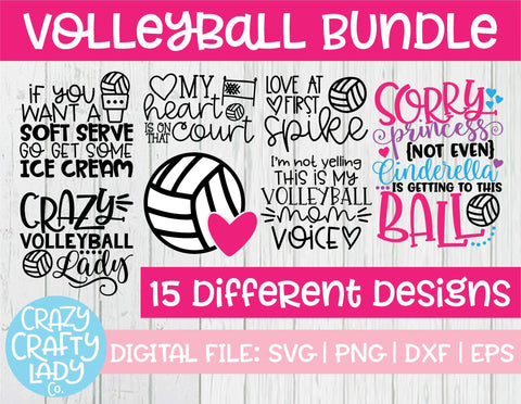 Volleyball SVG Cut File Bundle SVG Crazy Crafty Lady Co. 