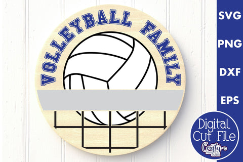 Volleyball Svg, Round Sports Sign, Sport Family Door Hanger SVG Crafty Mama Studios 