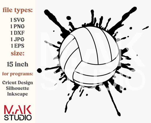 Volleyball svg, Volleyball cut file, Sports svg, Volleyball clipart, Digital download, Volleyball clip art, Splatter volleyball svg SVG MAKStudion 