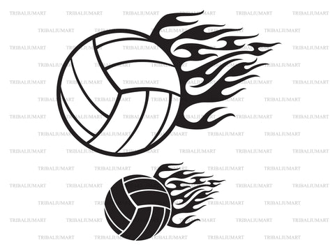 Volleyball with flame SVG TribaliumArtSF 