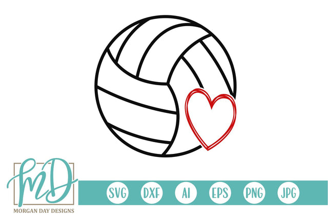 Volleyball with Heart SVG Morgan Day Designs 