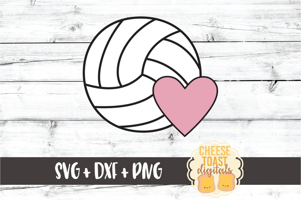 Volleyball with Heart - Volleyball SVG PNG DXF Cut Files - So Fontsy