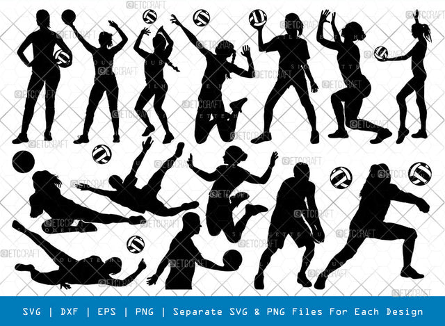 Volleyballe SVG, Volleyballe Silhouette, Ball Svg, Man Player Svg, Women Player Svg, Sports Svg, Volleyballe Bundle SVG ETC Craft 