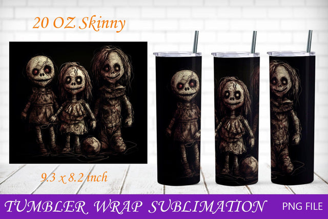 Voodoo dolls tumbler wrap, Halloween tumbler 20 oz, Spooky png Sublimation AnastasiyaArtDesign 