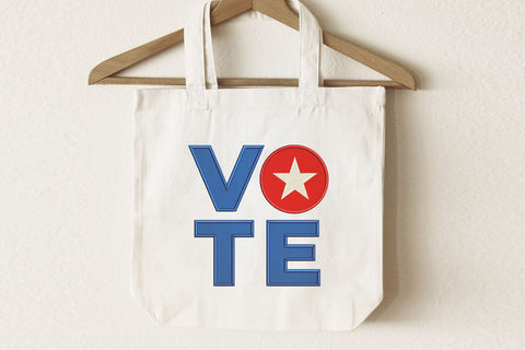 Vote Square with Star Applique Embroidery Embroidery/Applique Designed by Geeks 