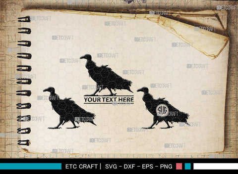 Vulture Monogram, Vulture Silhouette, Vulture SVG, Vulture Bird Svg, Flying Bird Svg, Vulture Flying Svg, Sitting Bird Svg, SB00331 SVG ETC Craft 