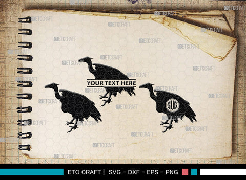 Vulture Monogram, Vulture Silhouette, Vulture SVG, Vulture Bird Svg, Flying Bird Svg, Vulture Flying Svg, Sitting Bird Svg, SB00331 SVG ETC Craft 