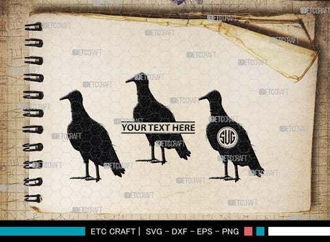 Vulture Monogram, Vulture Silhouette, Vulture SVG, Vulture Bird Svg, Flying Bird Svg, Vulture Flying Svg, Sitting Bird Svg, SB00331 SVG ETC Craft 
