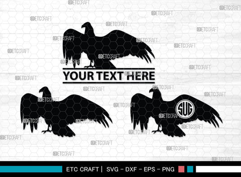 Vulture Monogram, Vulture Silhouette, Vulture SVG, Vulture Bird Svg, Flying Bird Svg, Vulture Flying Svg, Sitting Bird Svg, SB00331 SVG ETC Craft 