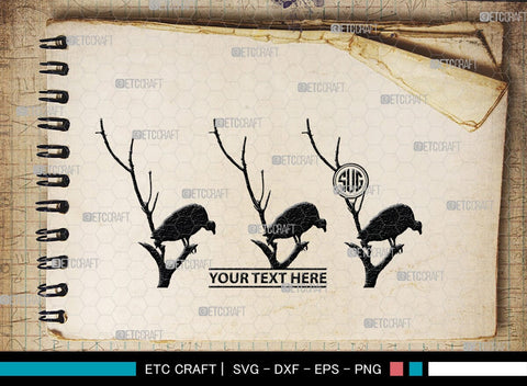 Vulture Monogram, Vulture Silhouette, Vulture SVG, Vulture Bird Svg, Flying Bird Svg, Vulture Flying Svg, Sitting Bird Svg, SB00331 SVG ETC Craft 