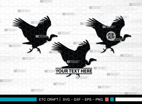 Vulture Monogram, Vulture Silhouette, Vulture SVG, Vulture Bird Svg, Flying Bird Svg, Vulture Flying Svg, Sitting Bird Svg, SB00331 SVG ETC Craft 