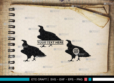Vulture Monogram, Vulture Silhouette, Vulture SVG, Vulture Bird Svg, Flying Bird Svg, Vulture Flying Svg, Sitting Bird Svg, SB00331 SVG ETC Craft 
