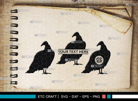 Vulture Monogram, Vulture Silhouette, Vulture SVG, Vulture Bird Svg, Flying Bird Svg, Vulture Flying Svg, Sitting Bird Svg, SB00331 SVG ETC Craft 
