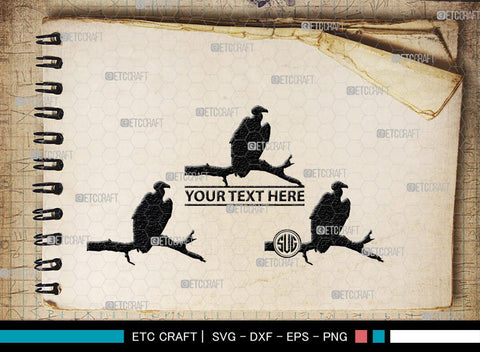 Vulture Monogram, Vulture Silhouette, Vulture SVG, Vulture Bird Svg, Flying Bird Svg, Vulture Flying Svg, Sitting Bird Svg, SB00331 SVG ETC Craft 