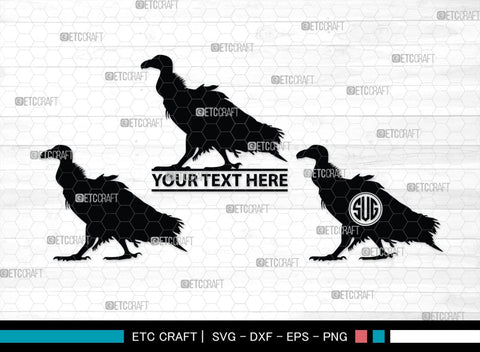 Vulture Monogram, Vulture Silhouette, Vulture SVG, Vulture Bird Svg, Flying Bird Svg, Vulture Flying Svg, Sitting Bird Svg, SB00331 SVG ETC Craft 