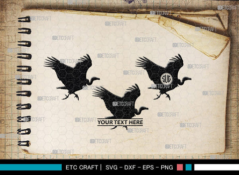 Vulture Monogram, Vulture Silhouette, Vulture SVG, Vulture Bird Svg, Flying Bird Svg, Vulture Flying Svg, Sitting Bird Svg, SB00331 SVG ETC Craft 