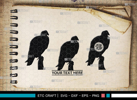 Vulture Monogram, Vulture Silhouette, Vulture SVG, Vulture Bird Svg, Flying Bird Svg, Vulture Flying Svg, Sitting Bird Svg, SB00331 SVG ETC Craft 